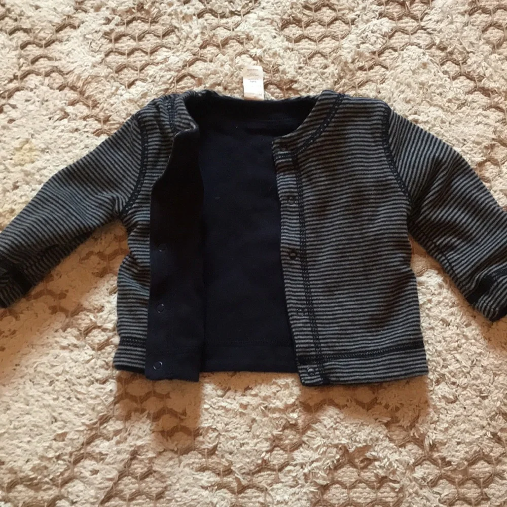 Baby gap reversible jack‎ stripe navy 3-6 mos